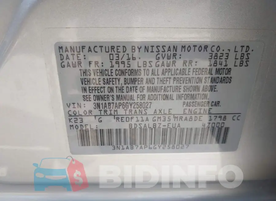 3N1AB7AP6GY258027 Photo# 9