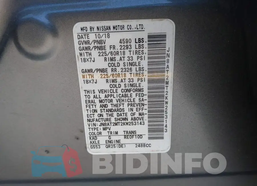 JN8AT2MT2KW253143 Photo# 9