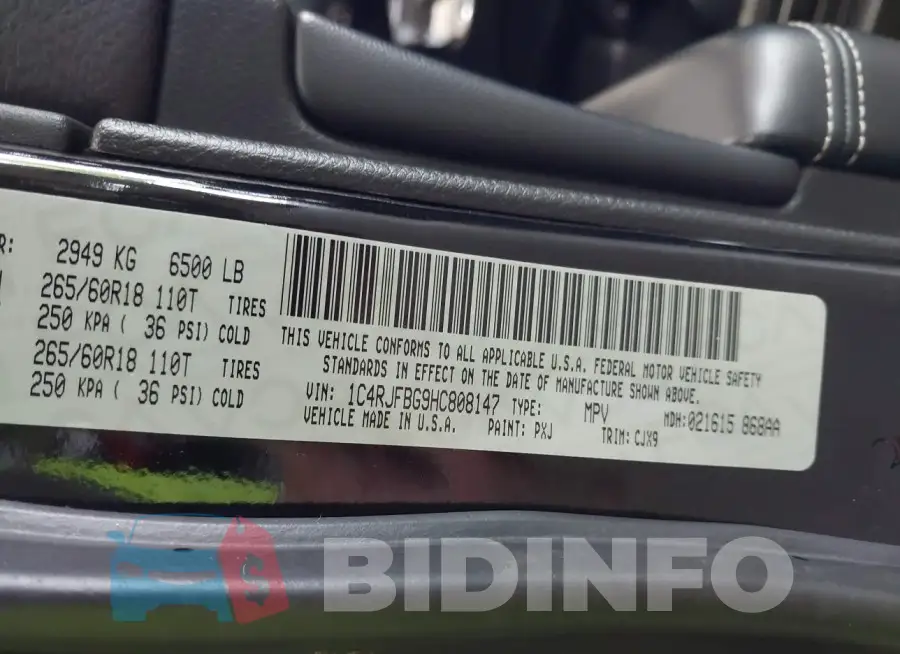 1C4RJFBG9HC808147 Photo# 9
