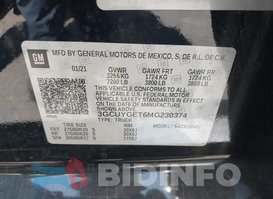 3GCUYGET6MG230374 Photo# 9