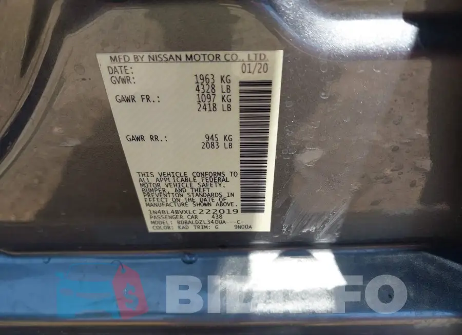 1N4BL4BVXLC222019 Photo# 9