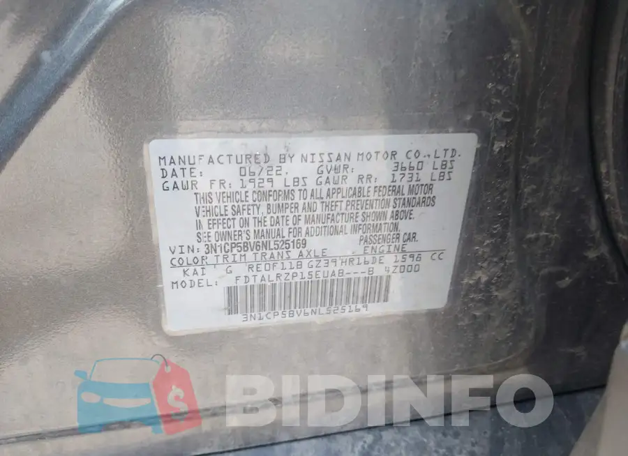 3N1CP5BV6NL525169 Photo# 9