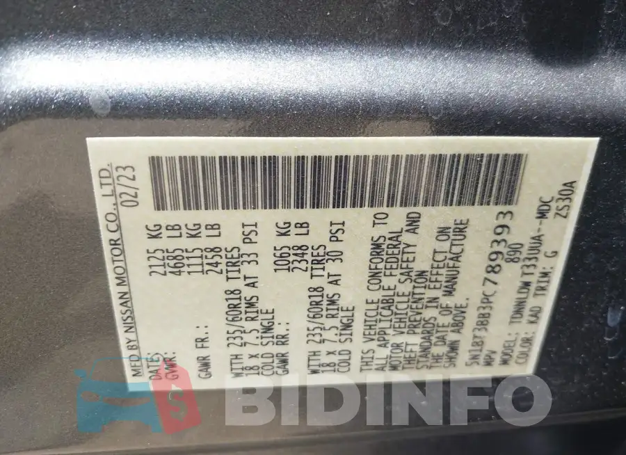 5N1BT3BB3PC789393 Photo# 9