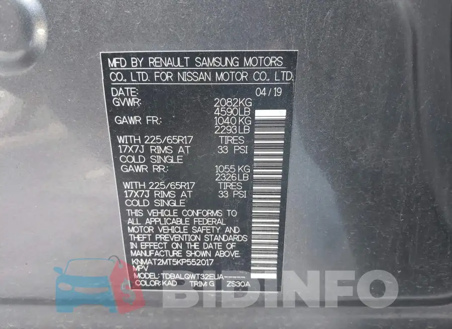 KNMAT2MT5KP552017 Photo# 9
