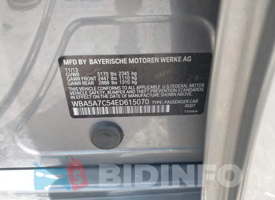 WBA5A7C54ED615070 Photo# 9
