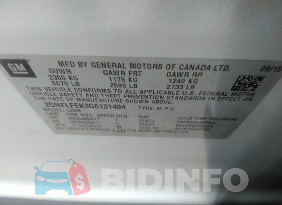 2GNFLFEK3G6131494 Photo# 9