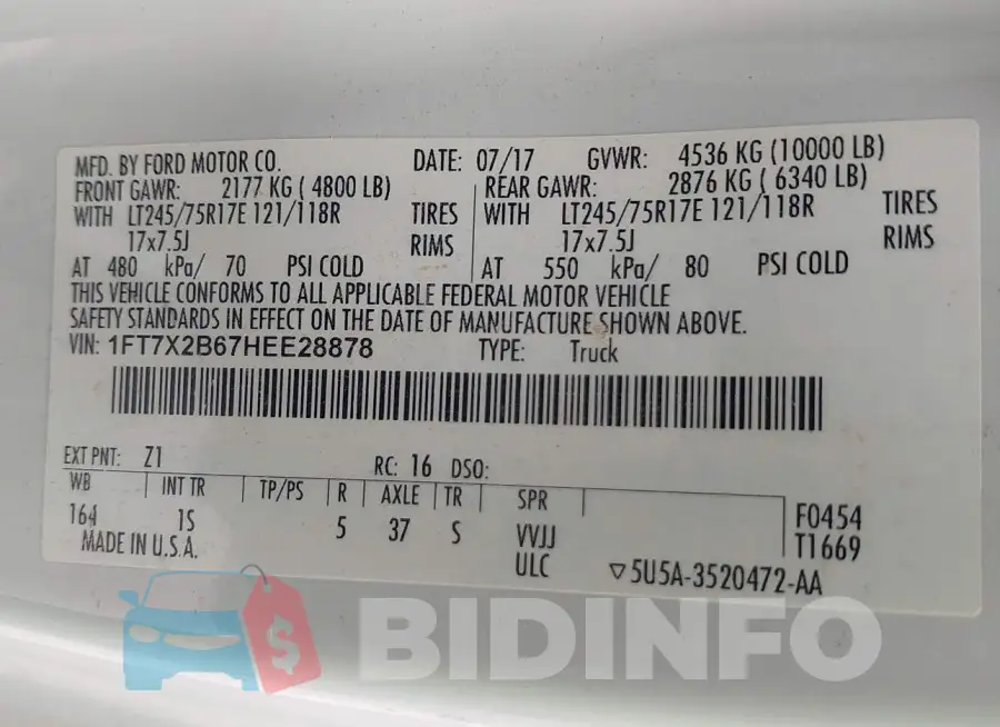 1FT7X2B67HEE28878 Photo# 9