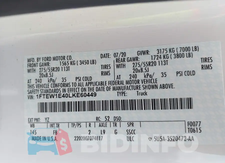 1FTEW1E40LKE60449 Photo# 9