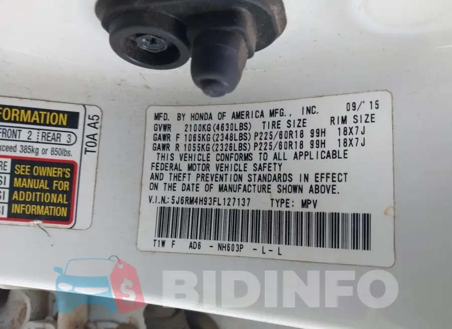 5J6RM4H93FL127137 Photo# 9