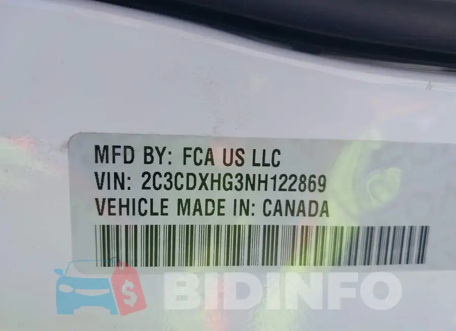 2C3CDXHG3NH122869 Photo# 9