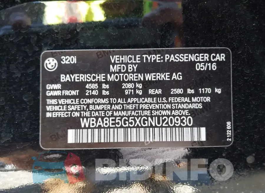 WBA8E5G5XGNU20930 Photo# 9