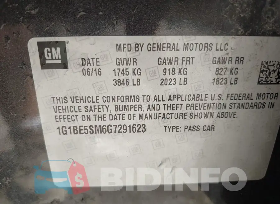 1G1BE5SM6G7291623 Photo# 9