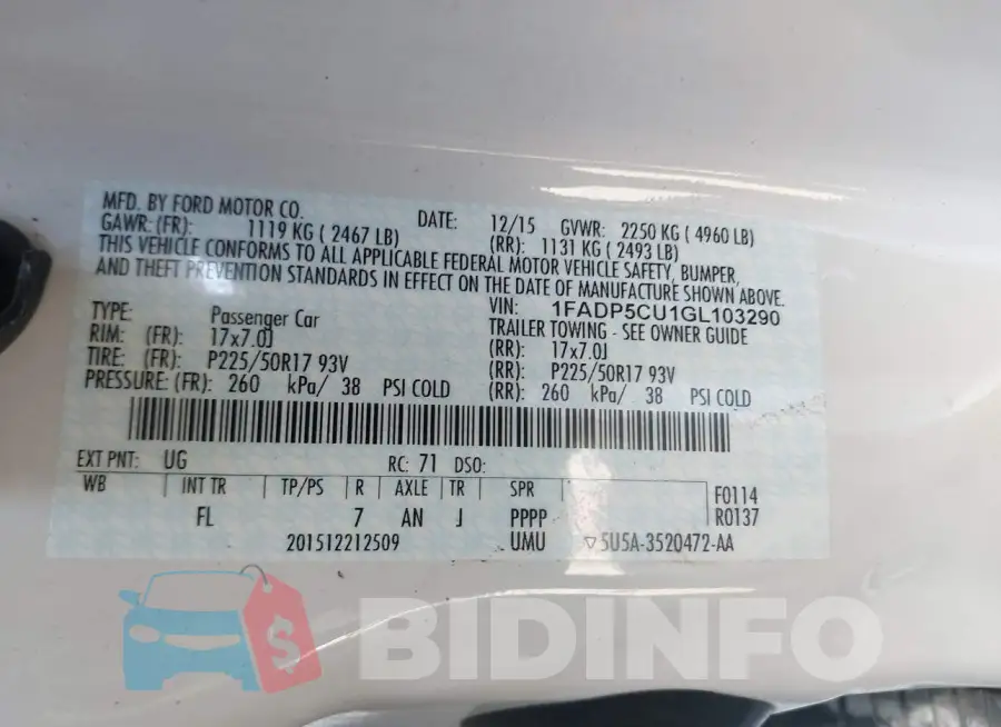 1FADP5CU1GL103290 Photo# 9