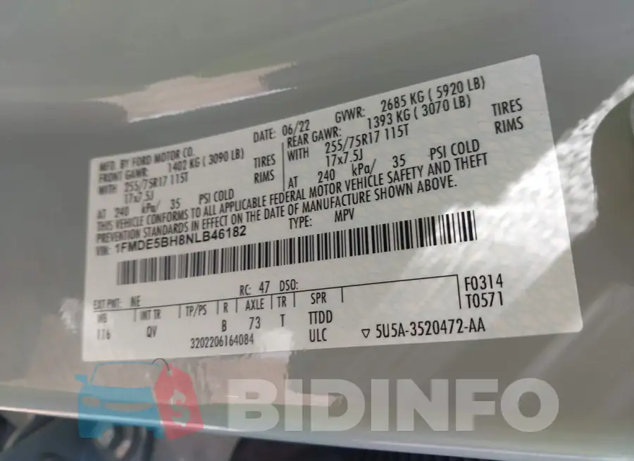 1FMDE5BH8NLB46182 Photo# 9