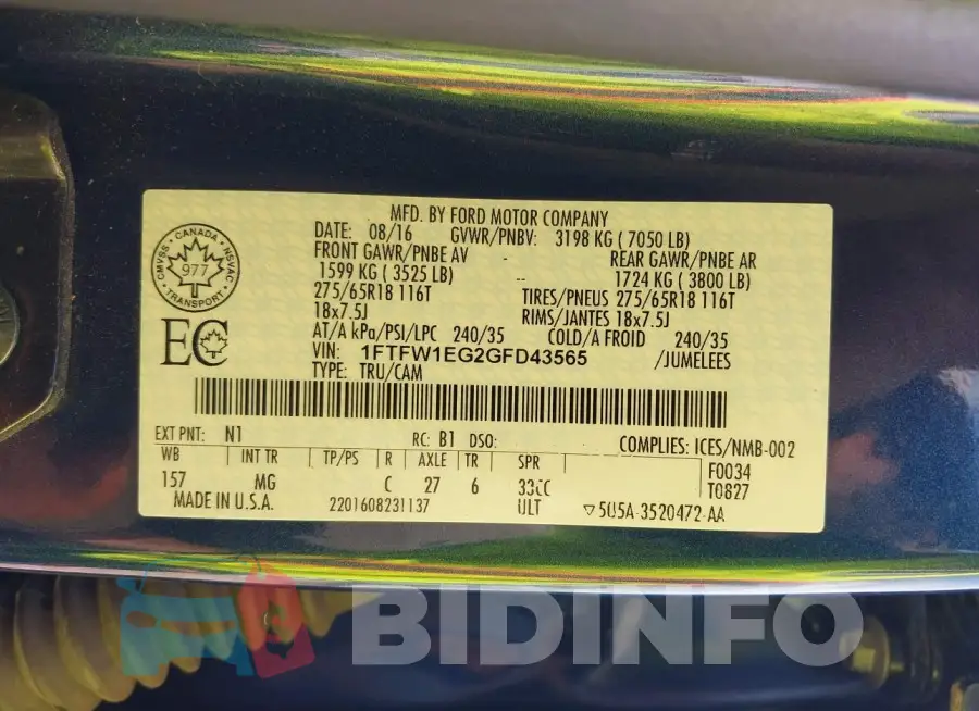 1FTFW1EG2GFD43565 Photo# 9