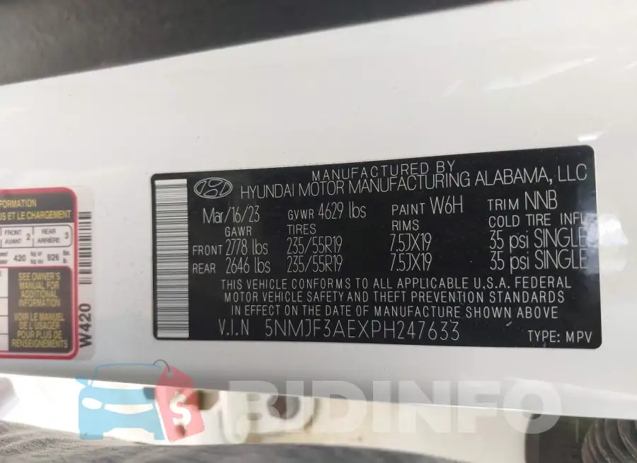 5NMJF3AEXPH247633 Photo# 9