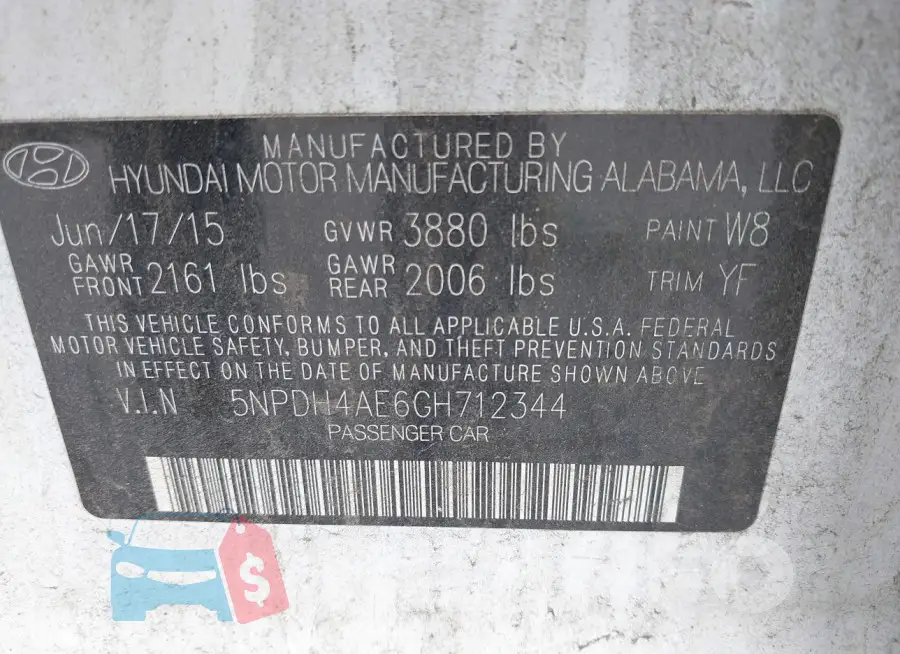 5NPDH4AE6GH712344 Photo# 9