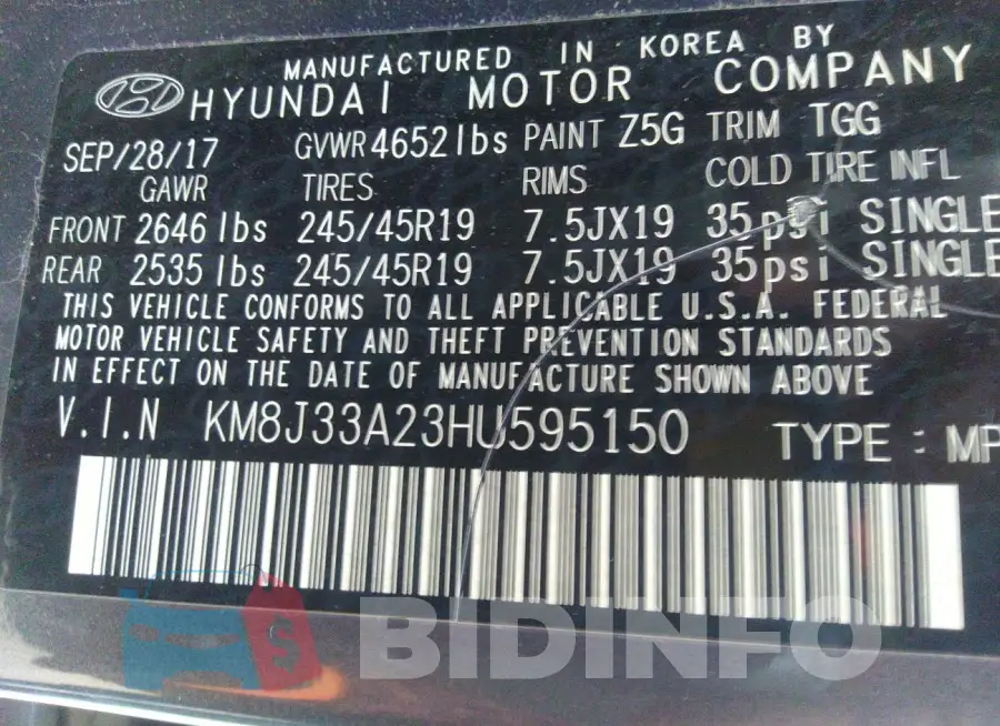 KM8J33A23HU595150 Photo# 9