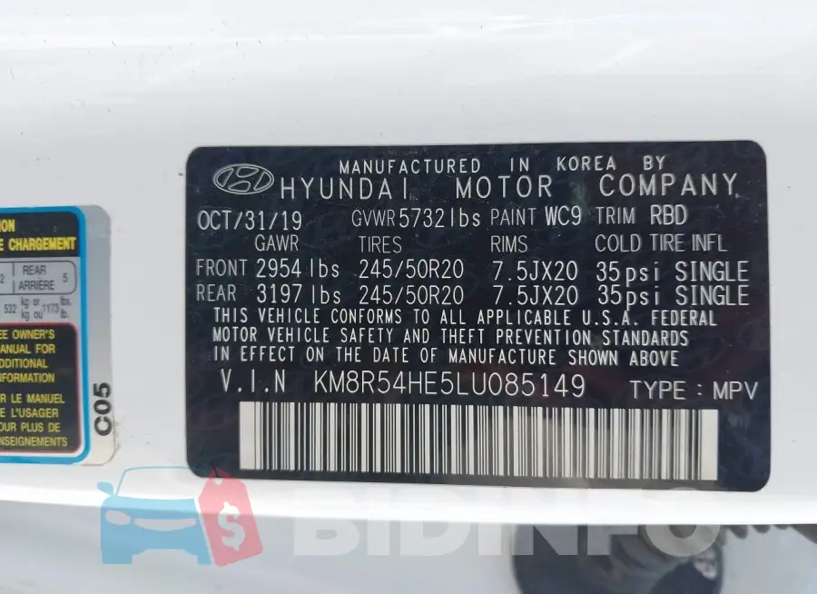 KM8R54HE5LU085149 Photo# 9