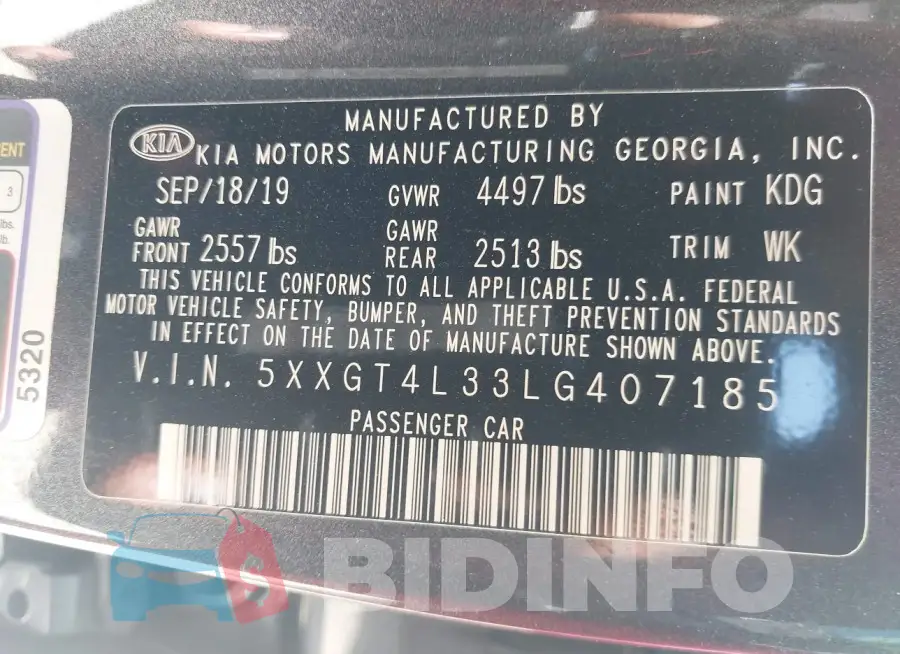 5XXGT4L33LG407185 Photo# 9