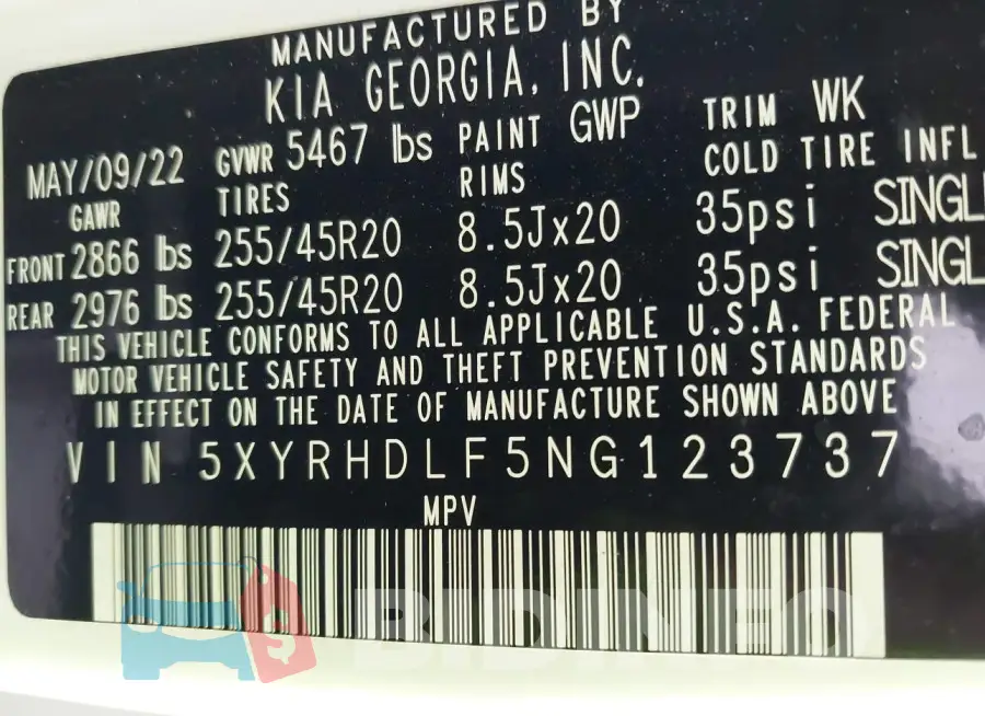 5XYRHDLF5NG123737 Photo# 9