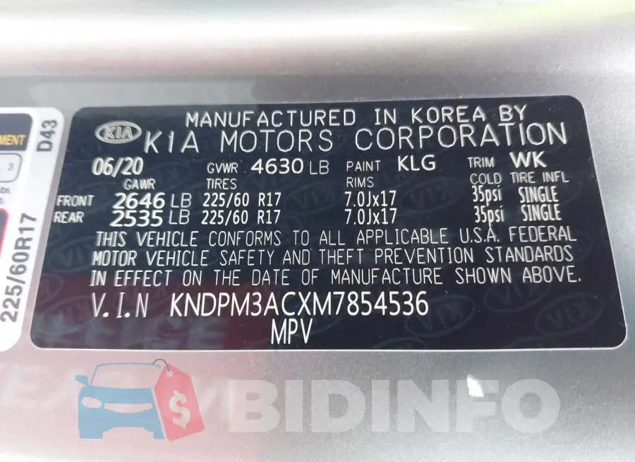 KNDPM3ACXM7854536 Photo# 9