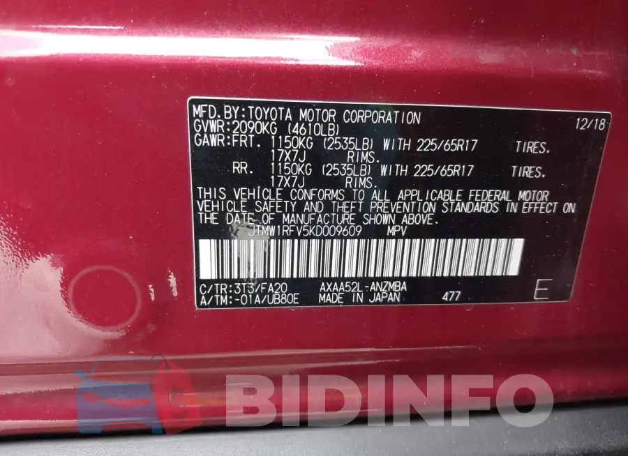 JTMW1RFV5KD009609 Photo# 9