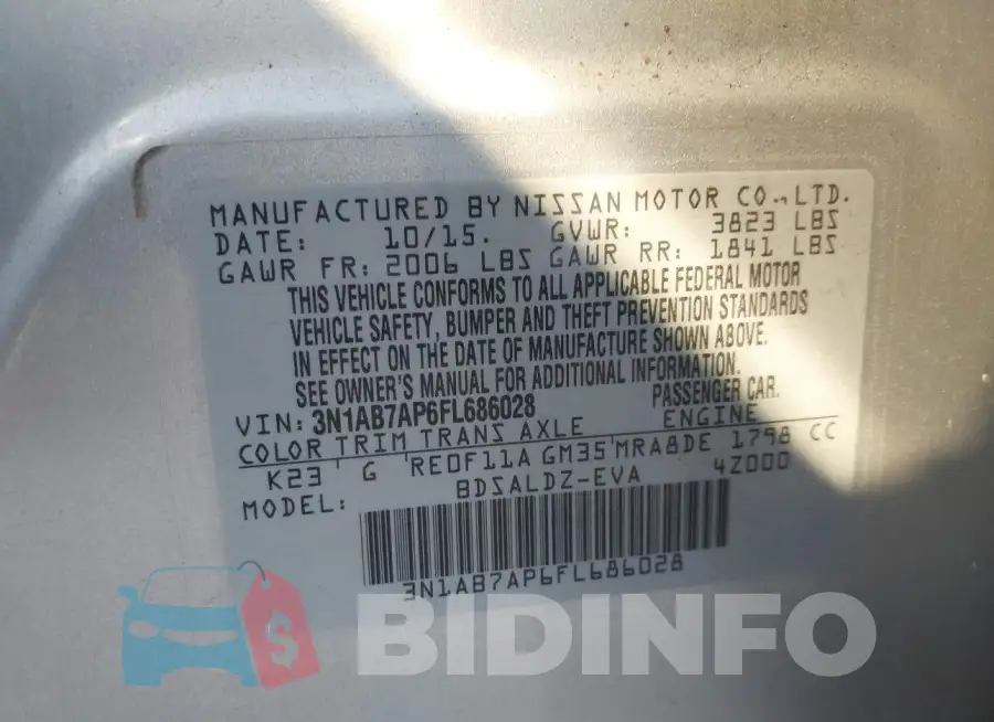 3N1AB7AP6FL686028 Photo# 9