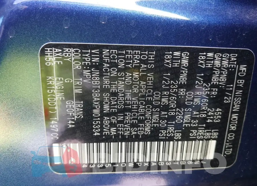 JN8BT3BAXPW015334 Photo# 9