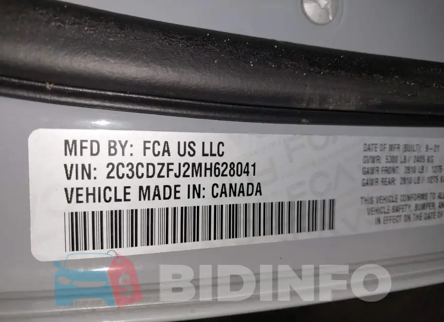 2C3CDZFJ2MH628041 Photo# 18