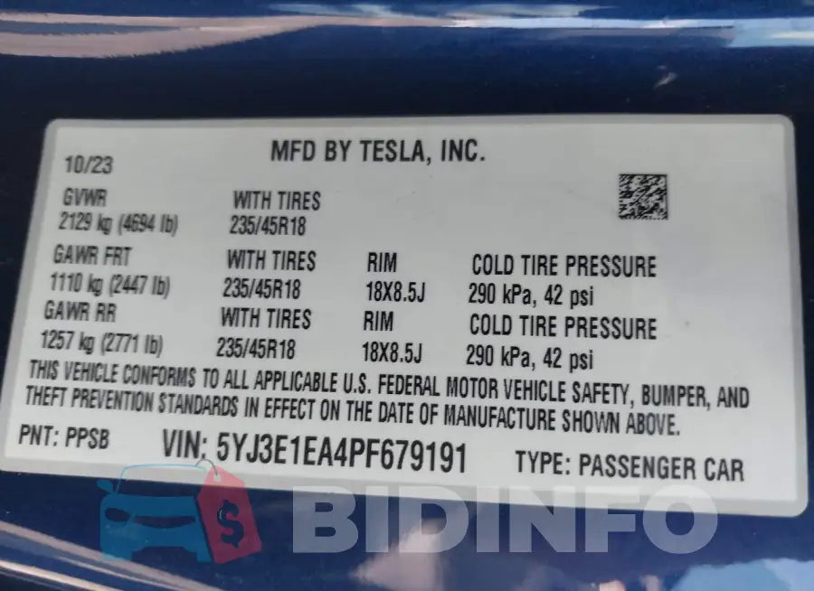 5YJ3E1EA4PF679191 Photo# 9