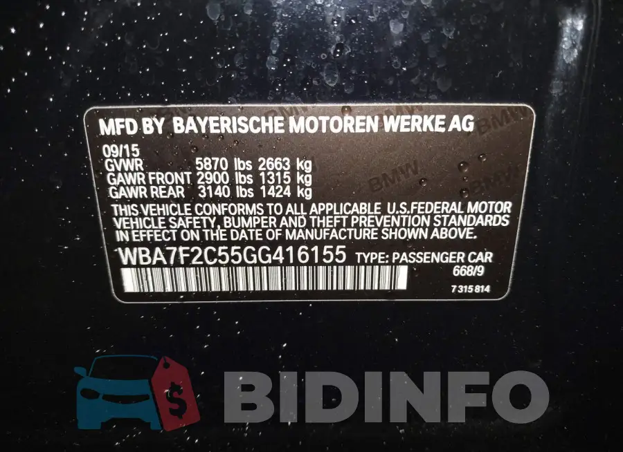 WBA7F2C55GG416155 Photo# 9