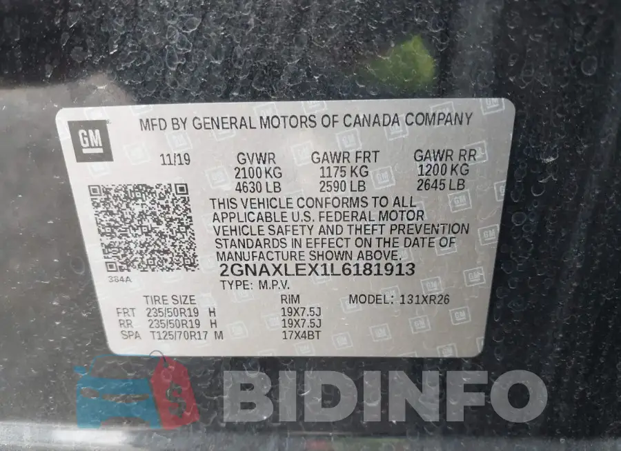 2GNAXLEX1L6181913 Photo# 9
