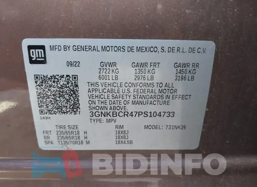 3GNKBCR47PS104733 Photo# 9