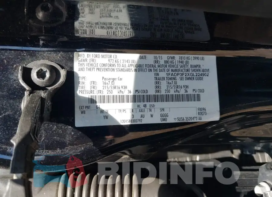1FADP3F2XGL224902 Photo# 9