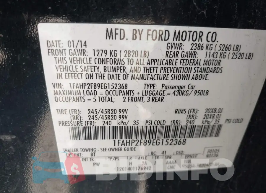 1FAHP2F89EG152368 Photo# 9