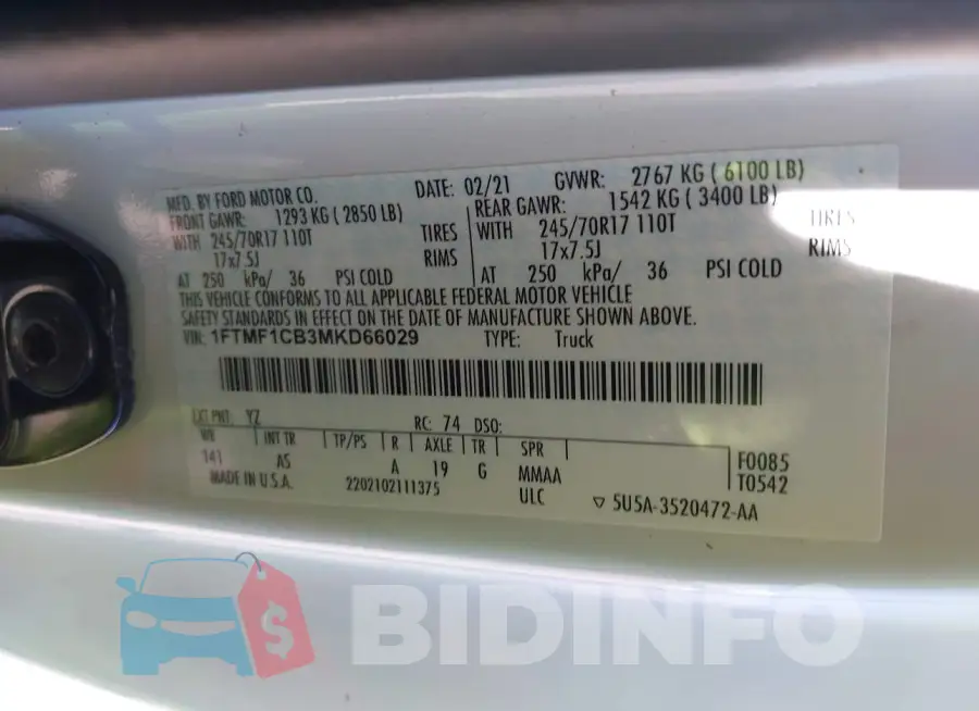 1FTMF1CB3MKD66029 Photo# 9