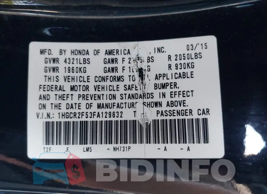 1HGCR2F53FA129632 Photo# 9