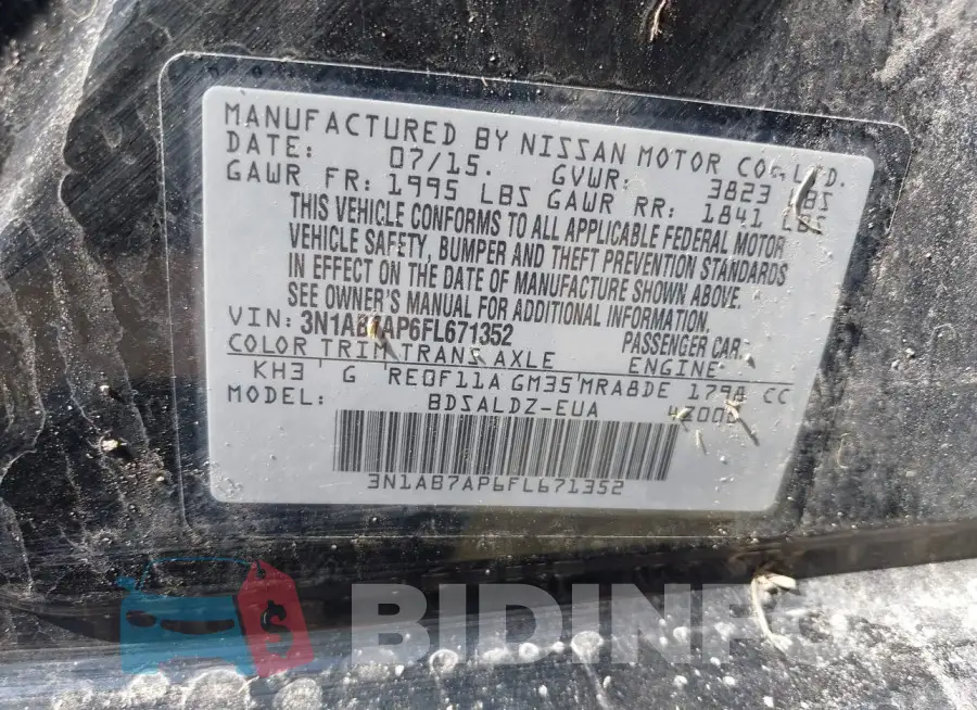 3N1AB7AP6FL671352 Photo# 9