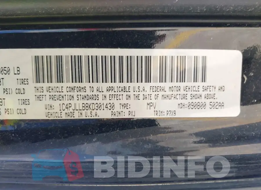 1C4PJLLB8KD301430 Photo# 9