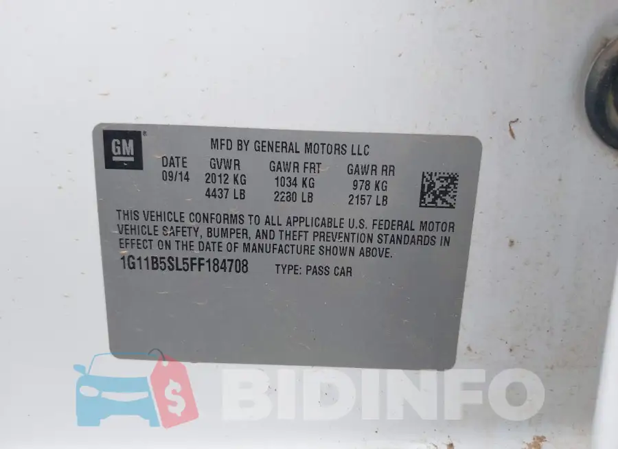1G11B5SL5FF184708 Photo# 9