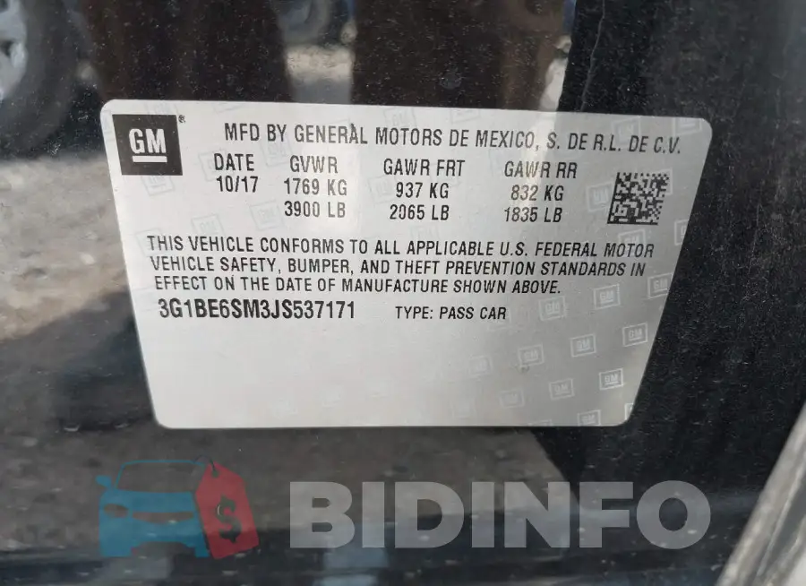 3G1BE6SM3JS537171 Photo# 9