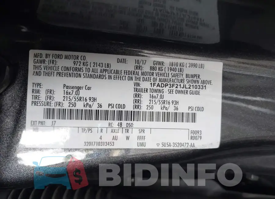 1FADP3F21JL210331 Photo# 9