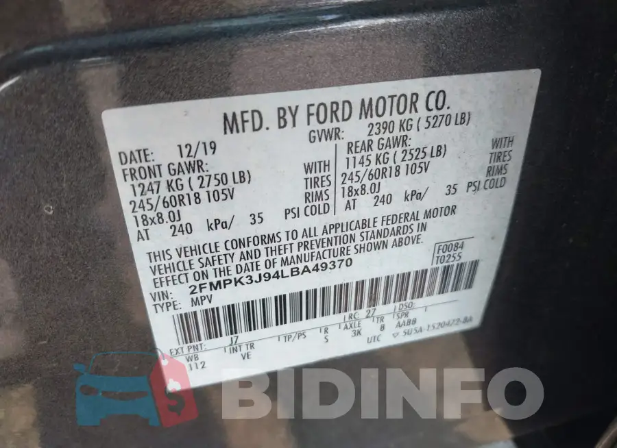 2FMPK3J94LBA49370 Photo# 9