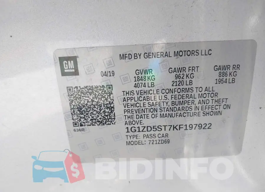 1G1ZD5ST7KF197922 Photo# 9