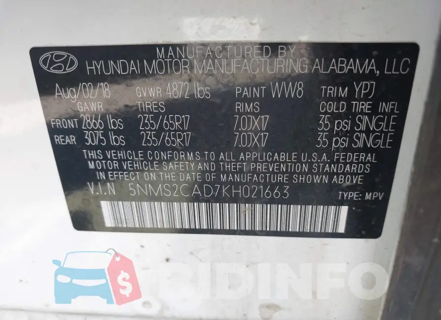 5NMS2CAD7KH021663 Photo# 9