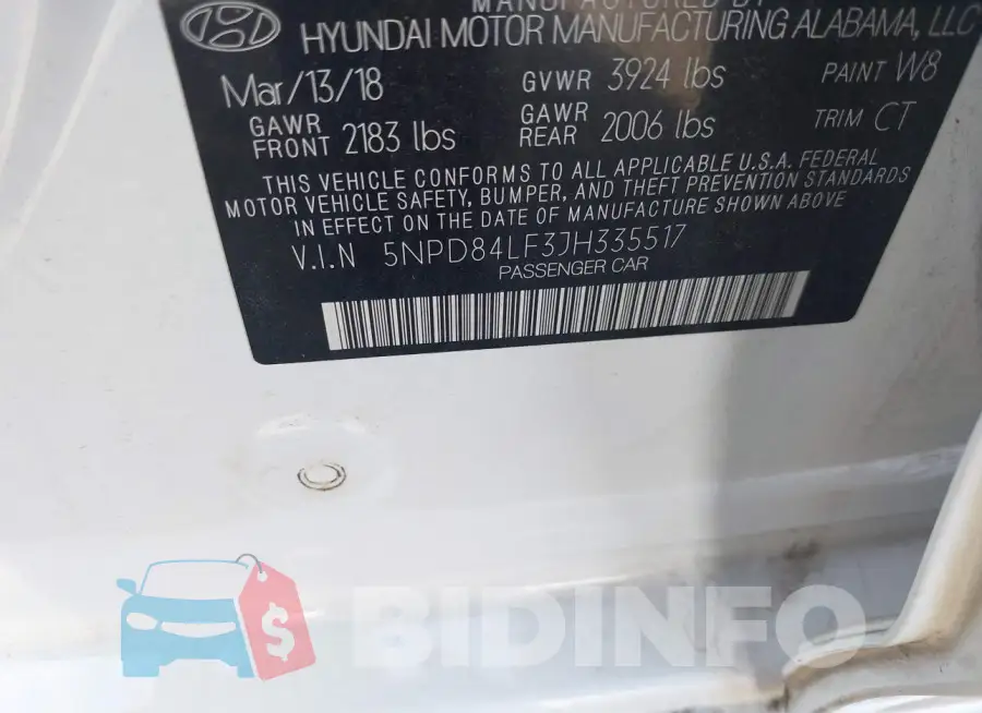 5NPD84LF3JH335517 Photo# 9