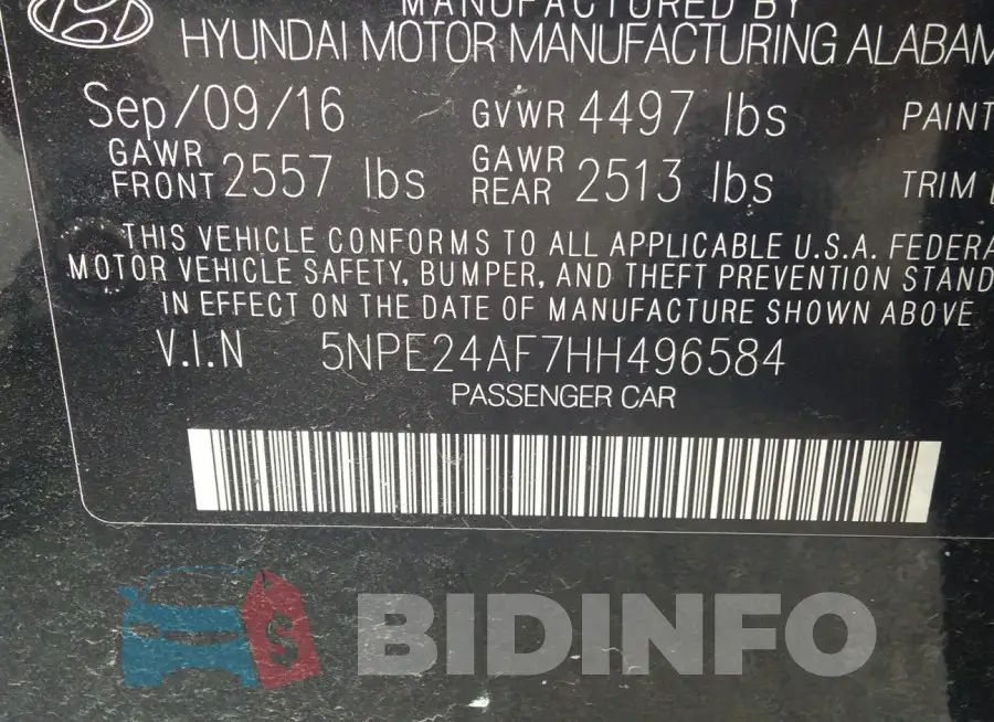5NPE24AF7HH496584 Photo# 9