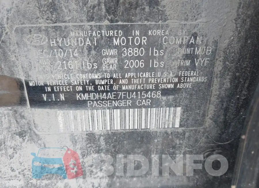 KMHDH4AE7FU415468 Photo# 9