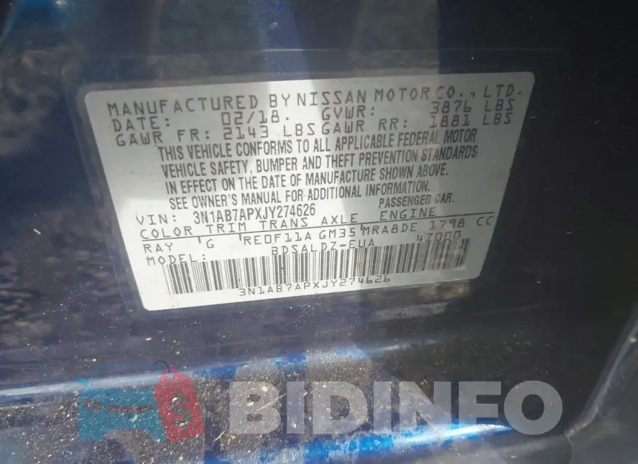 3N1AB7APXJY274626 Photo# 9